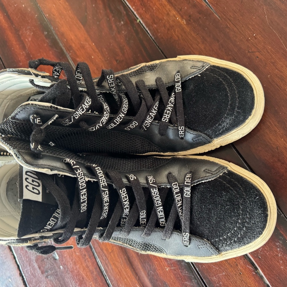Golden Goose Gold and Black High-Top Sneakers - Picture 7 of 7